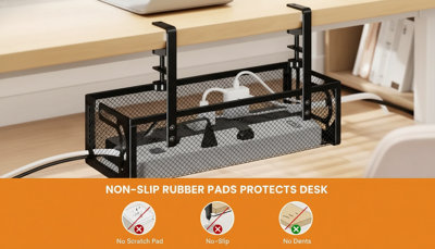 64cm Black Wire Management Box Desk Floor Cable Organizer
