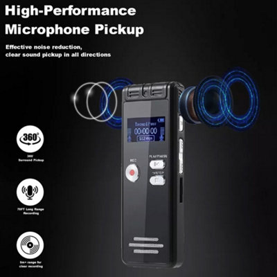 KINPEE Digitale Voice Recorder 64GB Audio Sound Draagbare MP3 Dictafoon