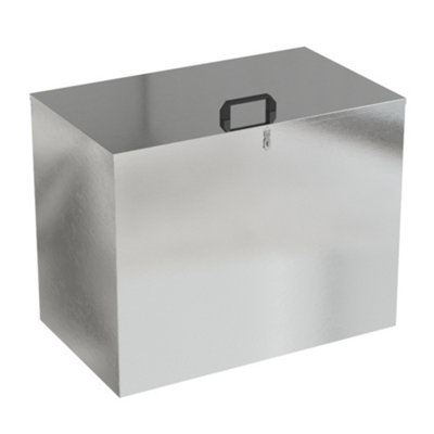 64L 2 Compartment Large Galvanized Metal Outdoor Animal Feed Storage Bin with Lid Lockable
