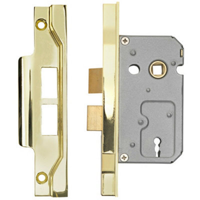 64mm 2 Lever Contract Rebated Sashlock Square Forend Electro Brassed