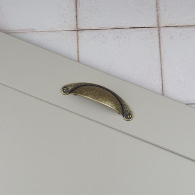 64mm Antique Brass Cabinet Cup Handle Dark Gold Cupboard Door Drawer Pull Wardrobe Furniture Replacement Upcycle