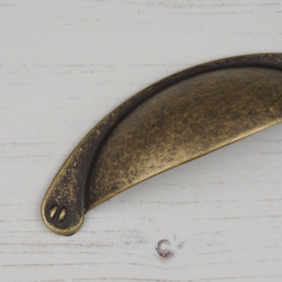 64mm Antique Brass Cabinet Cup Handle Dark Gold Cupboard Door Drawer Pull Wardrobe Furniture Replacement Upcycle