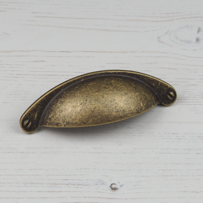 64mm Antique Brass Cabinet Cup Handle Dark Gold Cupboard Door Drawer Pull Wardrobe Furniture Replacement Upcycle