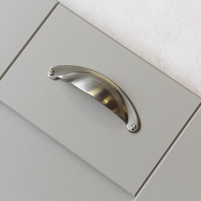 64mm Brushed Nickel Cabinet Cup Handle Kitchen Cupboard Door Drawer Pull Bathroom Bedroom Furniture Replacement