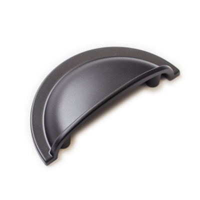 64mm Matt Black Cabinet Cup Handle Half Moon Cupboard Door Drawer Pull Wardrobe Furniture Replacement Upcycle