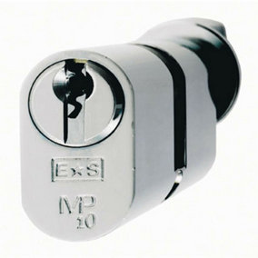 64mm Oval Cylinder & Thumbturn Lock Master Key 10 Pin Polished Chrome Door