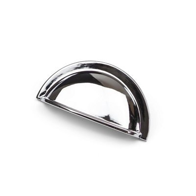 64mm Polished Chrome Cabinet Cup Handle Silver Half Moon Cupboard Door Drawer Pull Bedroom Bathroom Wardrobe Furniture Replacement