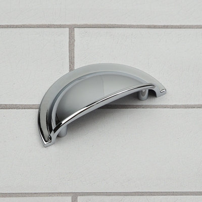 64mm Polished Chrome Cabinet Cup Handle Silver Half Moon Cupboard Door Drawer Pull Bedroom Bathroom Wardrobe Furniture Replacement