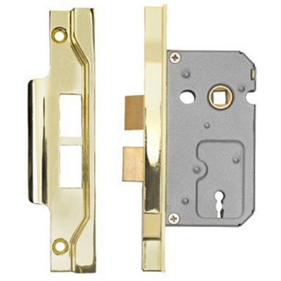 64mm Residential Standard Profile Rebated Sashlock - Satin Nickel BS EN 12209