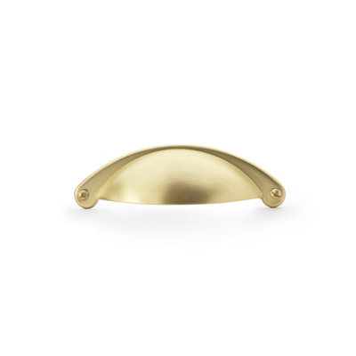 64mm Satin Brass Cup Cabinet Handle Cupboard Door Drawer Gold Pull