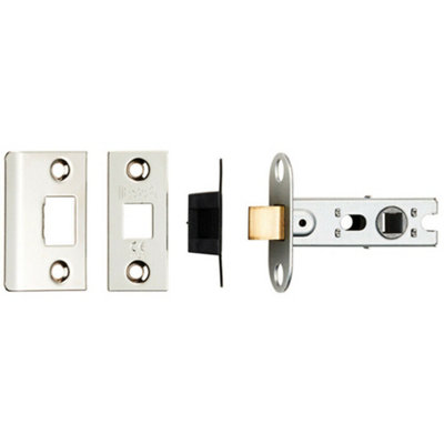 64mm Tubular Mortice Door Latch Bolt Through Square Forends Nickel Plated