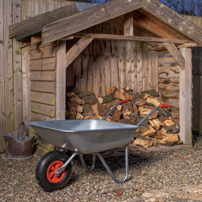65 Litre 60kg Capacity Galvanised Samuel Alexander Metal Garden Wheelbarrow with Pneumatic Tyre - 3
