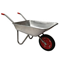 65 Litre 60kg Capacity Galvanised Samuel Alexander Metal Garden Wheelbarrow with Solid Puncture Proof Tyre