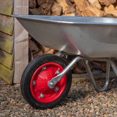 65 Litre 60kg Capacity Galvanised Samuel Alexander Metal Garden Wheelbarrow with Solid Puncture Proof Tyre - 3