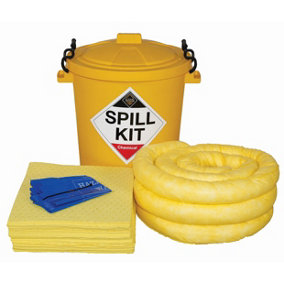 65 Litre Chemical, Acd, Caustic Hazmat Spill Kit in Plastic Drum