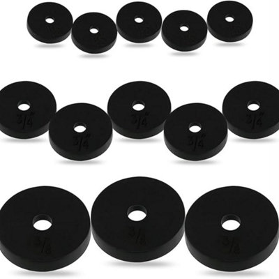 65 Pack Rubber Tap Washers Assorted Sizes 3/8 1/2 3/4 Durable Flat ...