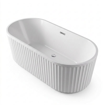 Bathroom City Jasmine 1700 X 750mm Fluted Freestanding Bath WhiteTwin Skin Acrylic Double Ended from B&Q