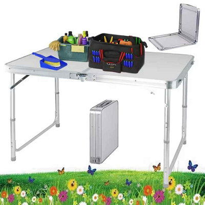 B&Q Folding Picnic Table, Outdoor Multipurpose Table, 120 X 60 X 70 Cm, Portable Compact Design