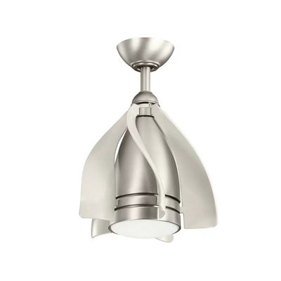 Kichler Elstead Terna 38Cm Ceiling Fan Brushed Nickel Finish Reversible Motor, Compact Modern Fan With Metal & Glass Build