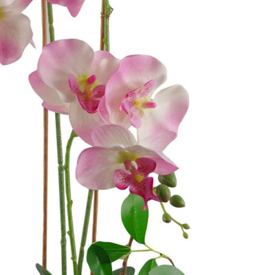 65cm Artificial Orchid Light Pink in Glazed Planter