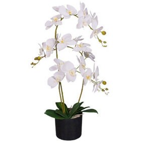 65cm Leaf Design UK Realistic Artificial Orchid Flower Display in Pot
