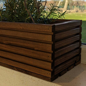 65cm Long Wooden Windowsill Planter - Brown