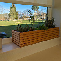 65cm Long Wooden Windowsill Planter - Natural
