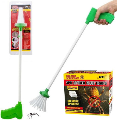65Cm Spider Catcher & 3Pck Spider Glue Pad Set Long Handle Sticky ...