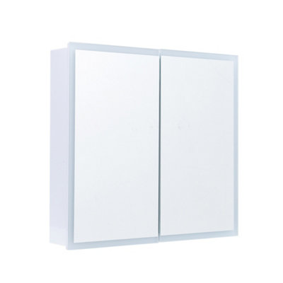 65cm W Wall-Mounted Bathroom LED Mirror Cabinet with Shaver Sockets and ...