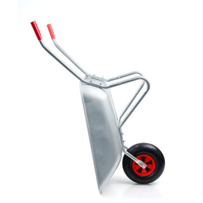 65L Galvanised Steel Wheelbarrow with Pneumatic Tyre 100kg Load ...