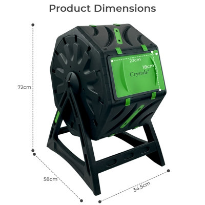 65L Garden Compost Bin, Barrel Rotating Composter with Legs and Air Holes