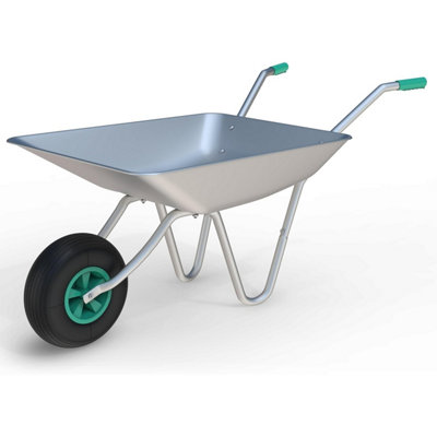 65L Wheelbarrow Heavy Duty Galvanised Home Garden Metal Cart Pneumatic Tyre