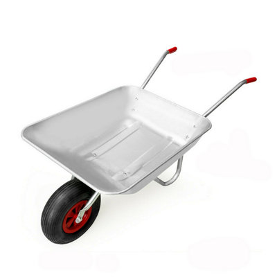 65L Wheelbarrow Heavy Duty Galvanised Home Garden Metal Cart with Pneumatic Tyre