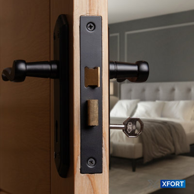 65mm Mortice Sash Lock Matt Black Internal Door Lock with Key