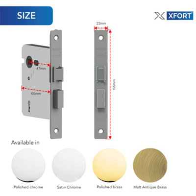 65mm Mortice Sash Lock Matt Black Internal Door Lock with Key