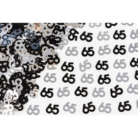 65th Birthday Confetti Black & Silver 1 pack x 14 grams birthday decoration Foil Metallic 1 pack