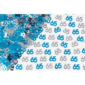 65th Birthday Confetti Blue & Silver 1 pack x 14 grams birthday decoration Foil Metallic 1 pack