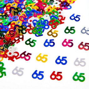 65th Birthday Confetti Multicolour 4 pack x 14 grams birthday decoration Foil Metallic 4 pack
