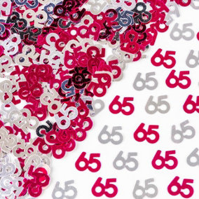 65th Birthday Confetti Pink & Silver 1 pack x 14 grams birthday decoration Foil Metallic 1 pack