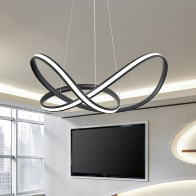 65W Height Adjustable LED Pendant Light, Black Hanging Fixture with ...
