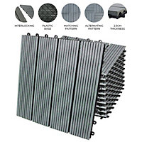 66 x WPC Decking Floor Tiles 30x30cm - Grey