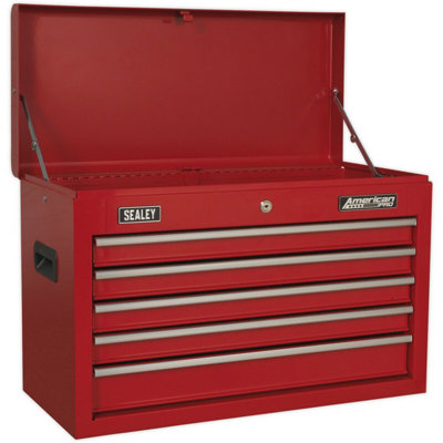 660 x 305 x 430mm RED 5 Drawer Topchest Tool Chest Storage Unit - High ...