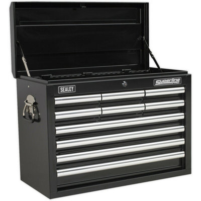 660 x 315 x 485mm BLACK 10 Drawer Topchest Tool Chest Lockable Storage ...