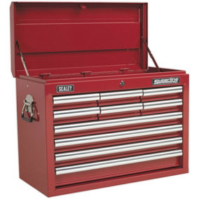 660 x 315 x 485mm RED 10 Drawer Topchest Tool Chest Lockable Storage Cabinet