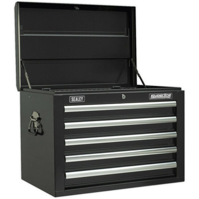 660 x 435 x 490mm BLACK 5 Drawer Topchest Tool Chest Storage Unit ...