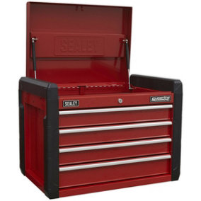 663 x 431 x 447mm RED 4 Drawer Topchest Tool Chest Storage Unit - Heavy Duty