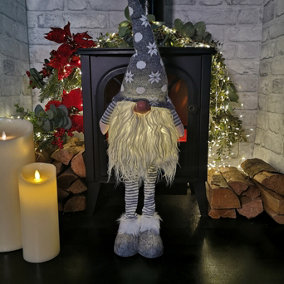 66cm Battery Lit Christmas Standing Gonk Decoration in Grey