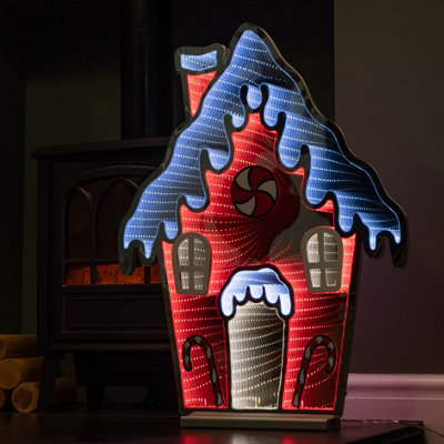 66cm Light up Gingerbread House Christmas Decoration with Red and White ...