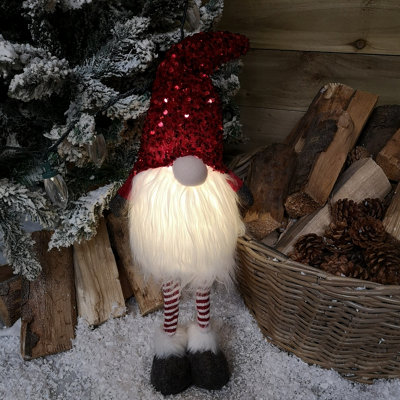 Lighted Gnome Christmas Decorations Sequin Hat Gnome Lighted