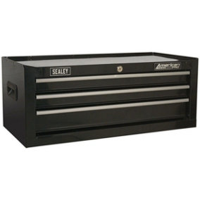 670 x 315 x 255mm BLACK 3 Drawer MID-BOX Tool Chest Lockable Storage Cabinet